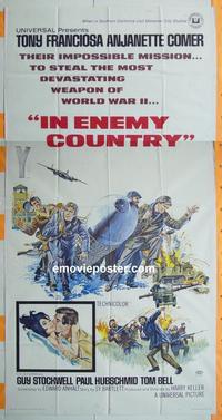 #5147 IN ENEMY COUNTRY three-sheet movie poster '68 Franciosa