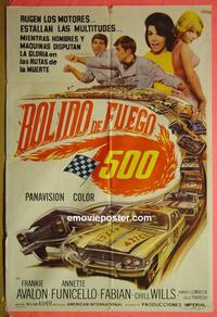 #5324 FIREBALL 500 Argentinean movie poster '66 racing!