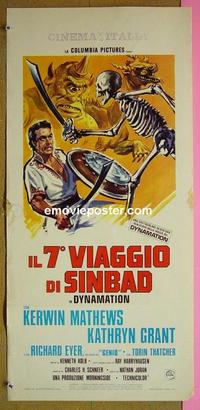 #6558 7th VOYAGE OF SINBAD Italian locandina R76 different art of Matthews with monsters!