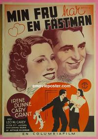 #6359 AWFUL TRUTH Swedish movie poster '37 Cary Grant