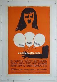 B295 ONE TWO THREE linen one-sheet movie poster '62 Wilder, Saul Bass art!