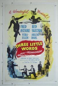 B232 3 LITTLE WORDS linen one-sheet movie poster '50 Fred Astaire, Skelton