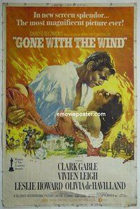 B090 GONE WITH THE WIND 40x60 movie poster R68 Gable, Leigh