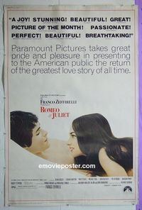 B110 ROMEO & JULIET 40x60 movie poster R73 Zeffirelli