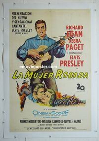 B210 LOVE ME TENDER linen Argentinean movie poster '56 Elvis Presley