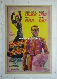 B211 LOVES OF A BULLFIGHTER linen Argentinean movie poster '45 Cagancho