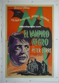 B212 M Argentinean linen 1940s Fritz Lang, completely different art of Peter Lorre & bat by Faiman!