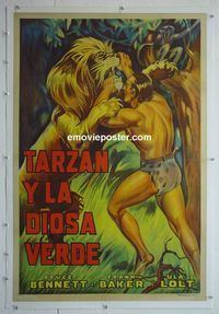 B219 TARZAN & THE GREEN GODDESS linen Argentinean movie poster R40s