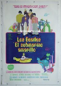 B223 YELLOW SUBMARINE linen Argentinean movie poster '68 The Beatles!