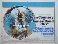 B178 DIAMONDS ARE FOREVER linen British quad movie poster '71 Connery