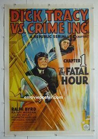 B254 DICK TRACY VS CRIME INC linen Chap 1 one-sheet movie poster '41 serial