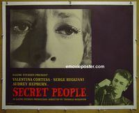 B126 SECRET PEOPLE linen English half-sheet movie poster '52 1st Hepburn