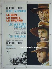 B129 GOOD, THE BAD & THE UGLY linen French movie poster '68 Eastwood