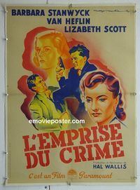 B132 STRANGE LOVE OF MARTHA IVERS linen French movie poster 1946