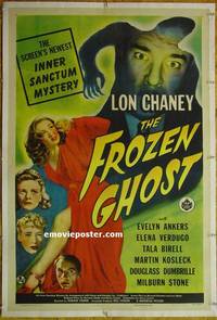 B263a FROZEN GHOST linen one-sheet movie poster '44 Lon Chaney Jr.