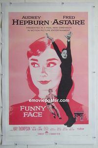 B263b FUNNY FACE linen one-sheet movie poster '57 Audrey Hepburn, Astaire