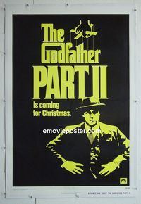 B269 GODFATHER 2 linen advance one-sheet movie poster '74 Coppola, Pacino