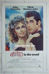 B272 GREASE linen one-sheet movie poster '78 John Travolta,Newton-John