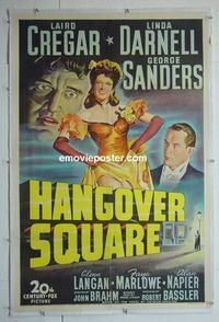 B275 HANGOVER SQUARE linen one-sheet movie poster '45 Cregar, Darnell