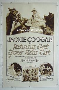 B281 JOHNNY GET YOUR HAIR CUT linen one-sheet movie poster '27 Coogan