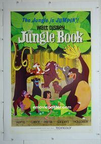 B282 JUNGLE BOOK linen one-sheet movie poster '67 Walt Disney