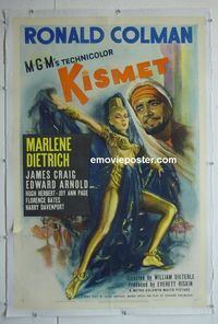 B284 KISMET linen style C one-sheet movie poster '44 Dietrich, Colman