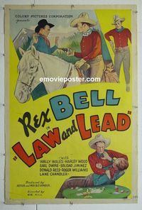 B285 LAW & LEAD linen one-sheet movie poster '36 Rex Bell, western