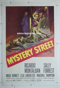 B292 MYSTERY STREET linen one-sheet movie poster '50 film noir art!