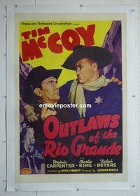 B296 OUTLAWS OF THE RIO GRANDE linen one-sheet movie poster '41 Tim McCoy