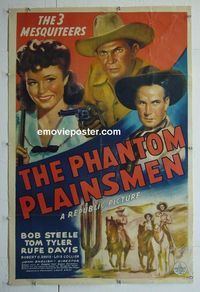 B299 PHANTOM PLAINSMEN linen one-sheet movie poster '42 3 Mesquiteers