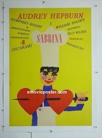 B156 SABRINA linen Polish movie poster '54 Audrey Hepburn