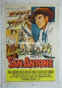 B305 SAN ANTONE linen one-sheet movie poster '53 Rod Cameron, western