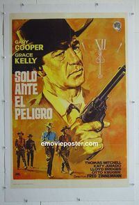 B171 HIGH NOON linen Spanish movie poster R70s Gary Cooper, Kelly