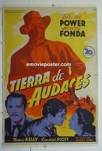 B172 JESSE JAMES linen Spanish movie poster '39 Power, Fonda