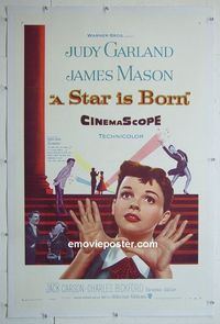 B311 STAR IS BORN linen one-sheet movie poster '54 Judy Garland