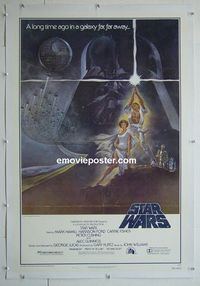 B312 STAR WARS linen 1sh movie poster '77 George Lucas, Ford