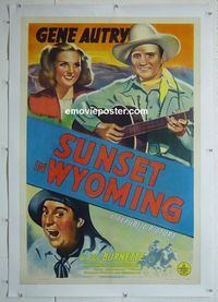 B315 SUNSET WYOMING linen one-sheet movie poster '41 Gene Autry