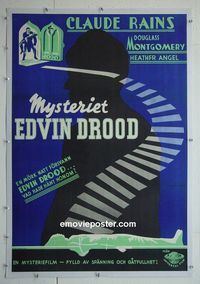 B194 MYSTERY OF EDWIN DROOD linen Swedish movie poster '35 C. Rains