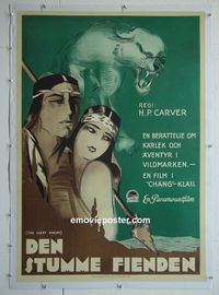 B197 SILENT ENEMY linen Swedish movie poster '30 Native Americans