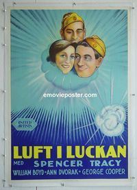 B198 SKY DEVILS linen Swedish movie poster '32 Spencer Tracy, Dvorak