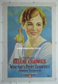 B334 WISE GUYS PREFER BRUNETTES linen one-sheet movie poster '26 Hal Roach