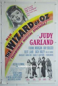 B335 WIZARD OF OZ linen one-sheet movie poster R49 Judy Garland