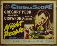 C417 NIGHT PEOPLE title lobby card '54 Gregory Peck