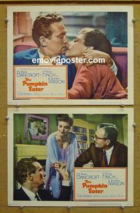 G059 PUMPKIN EATER 2 lobby cards '64 Bancroft, Finch