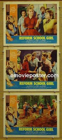 F803 REFORM SCHOOL GIRL 3 lobby cards '57 classic AIP bad girls!