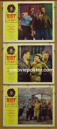 F804 RIOT IN CELL BLOCK 11 3 lobby cards '54 Don Siegel