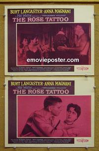 G069 ROSE TATTOO 2 lobby cards '55 Lancaster, Magnani