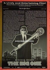 H184 BIG ONE double-sided one-sheet movie poster '97 Michael Moore, documentary