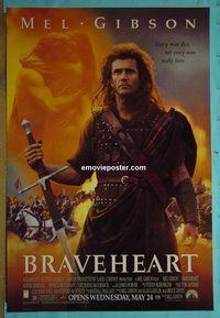 H222 BRAVEHEART double-sided advance one-sheet movie poster '95 Mel Gibson