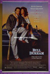 H234 BULL DURHAM single-sided one-sheet movie poster '88 Kevin Costner, baseball